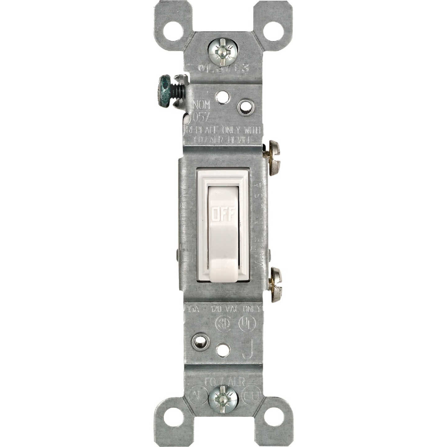 Leviton Residential Grade 15 Amp Toggle Single Pole Switch, White Image 1